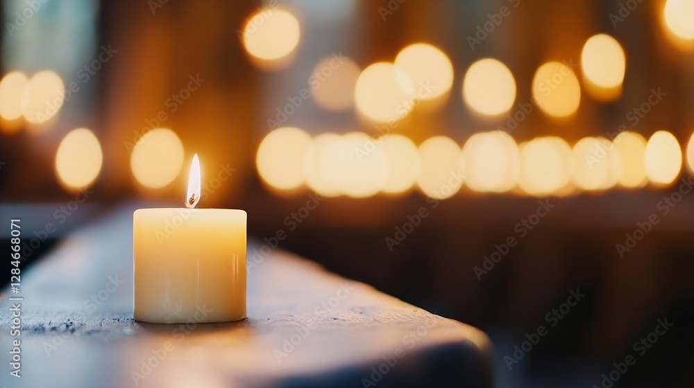 Poster soft glowing candlelight creating a serene ambiance in a cozy setting : generative ai