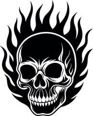 Obraz premium Skull on Fire. Realistic Flames and Bone Design