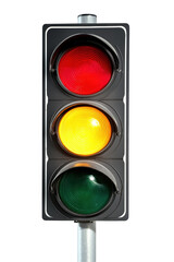 Isolated Modern Traffic Light with Red Alert