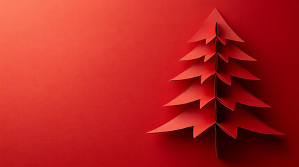 red christmas tree on red background