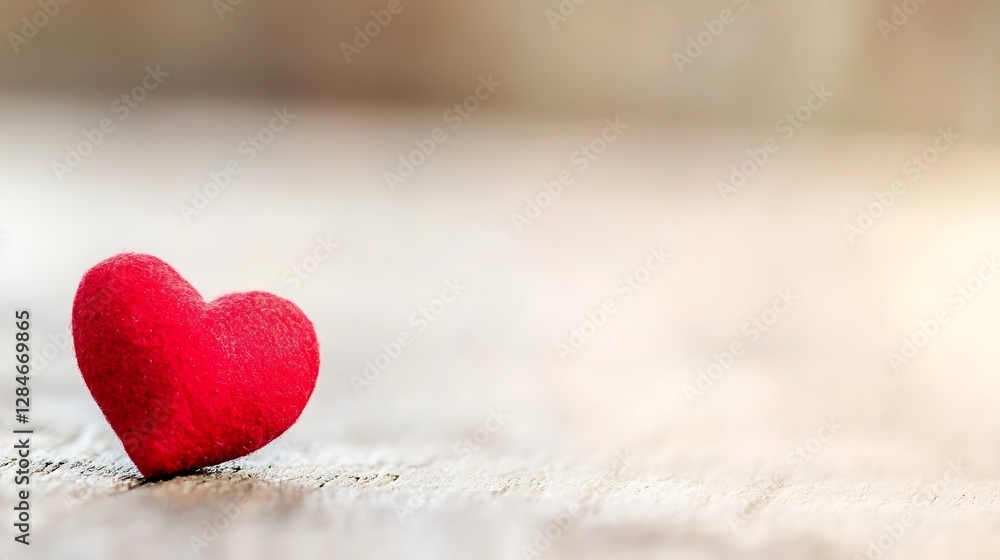 Poster Adorable small red heart on a rustic wooden surface symbolizing love and affection : Generative AI