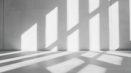 Fototapeta premium Abstract Shadows Casting Artistic Patterns on a Simple White Wall in Bright Light : Generative AI