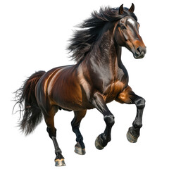 Obraz premium Isolated Horse with a Glossy Brown Coat Galloping, Representing Freedom, Power and Elegance
