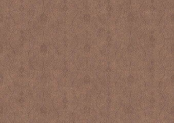 Hand-drawn unique abstract symmetrical seamless ornament. Brown on a light brown background. Paper texture. Digital artwork, A4. (pattern: p13-2c)