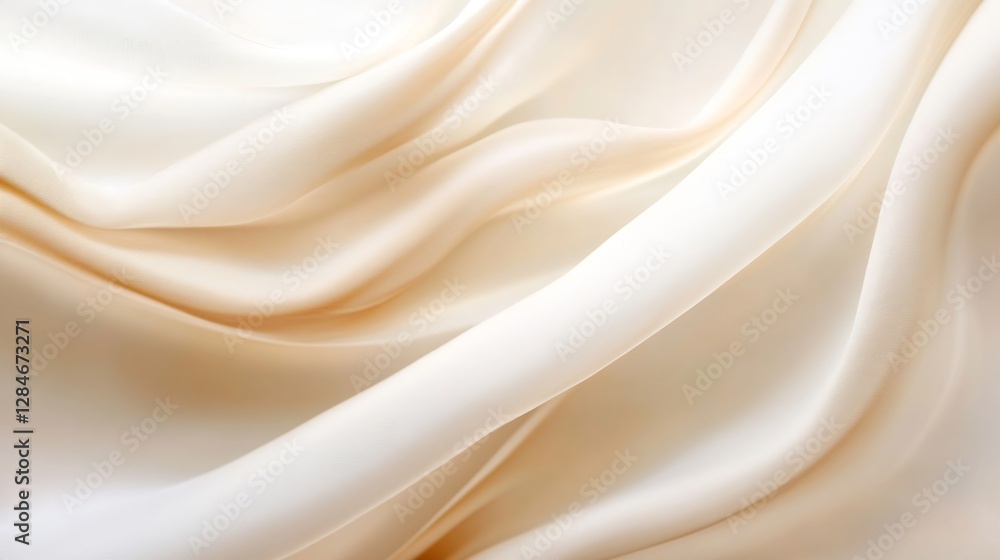 Poster soft and smooth cream colored silk fabric draped elegantly for various textiles and fashion designs 