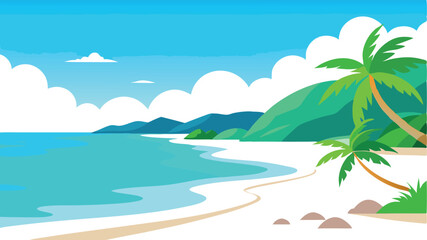 Obraz premium Tropical Bliss. Stunning Beach with White Sand & Clear Waters