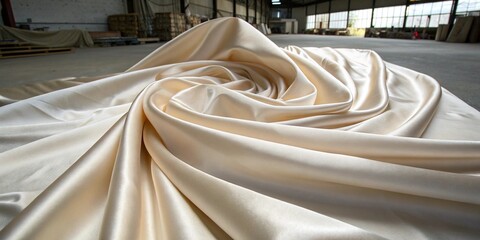 A silk fabric flowing in the wind, capturing the soft, smooth texture with realistic folds AI Generative