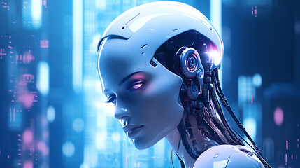 Futuristic Female Cyborg with Advanced AI Technology