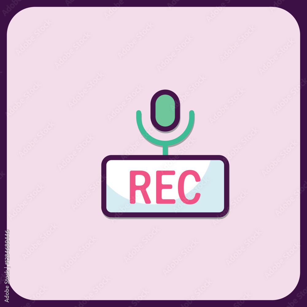 Poster stylized recording icon: minimalist rec button design