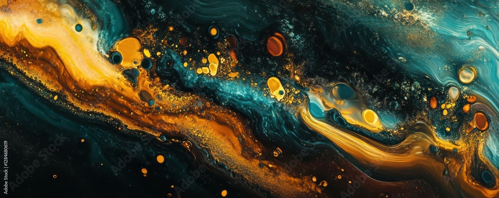 Poster vibrant swirling abstract art with bold colors and dynamic patterns