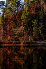 Sunset over the lake. Trakoscan Castle Lake, Croatia