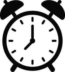 Alarm Clock Silhouettes, Classic Timepiece and Wake-Up Icons