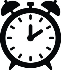 Alarm Clock Silhouettes, Classic Timepiece and Wake-Up Icons