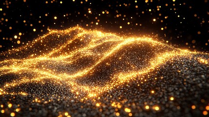 Abstract golden particles forming a shimmering and illuminated background