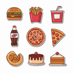 fast food sticker set vector