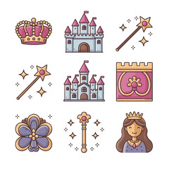 princess sticker set vector