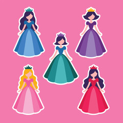 princess sticker set vector