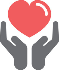 Heart and hand icon