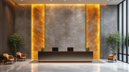 Modern Reception Area with Stylish Furniture and Elegant Lighting