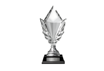 Crystal trophy isolated on a white or transparent background, png.