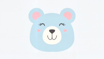 Naklejka premium Cute blue bear face with a happy expression on a light background