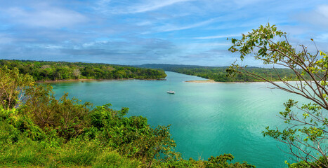 Scenic view of the mouth of the Chagres river from San Lorenzo Real de Chagres Castle (Castillo de...
