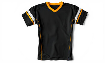black sports jersey with yellow and gray accents, perfect for athletic wear and team uniforms. Ideal for showcasing branding or personal designs