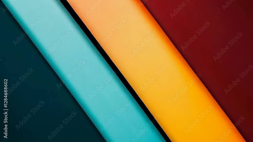 Poster vibrant geometric shapes in warm and cool tones create a striking visual composition
