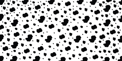 Fototapeta premium Abstract Cow Spots Seamless Pattern Dairy Farm Inspired Black and White Design