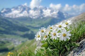 Alpine Flowers Blooming in the Majestic Mountains
