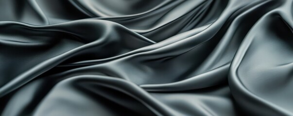 Fototapeta premium Luxurious black silk fabric with elegant folds and ripples
