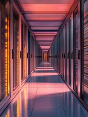 Fototapeta premium Corridor of network servers in a data center