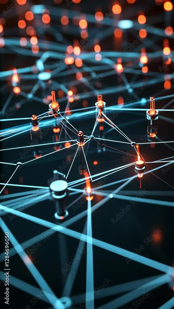 Aufkleber digital network connections illuminated in a vibrant display of technology and innovation at night