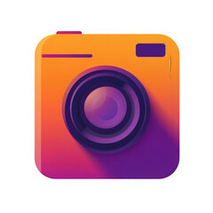 A Flat Instagram Icon with Solid Orange and Purple Ins Isolated on Transparent Background