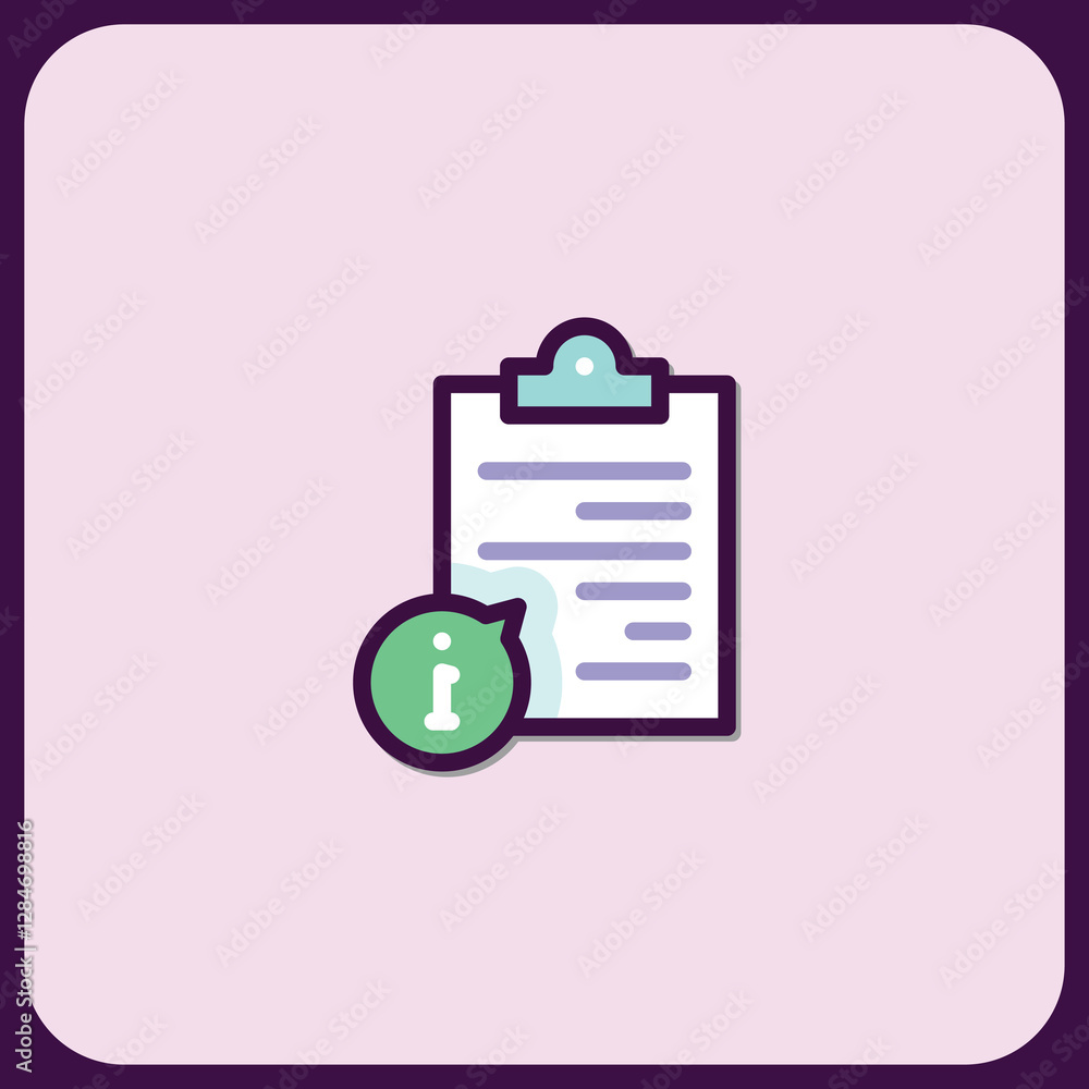 Aufkleber informative clipboard icon design with subtle color palette