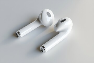3D Wireless Earbuds Isolated and White Background