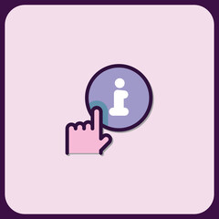 Elegant Info Icon with Hand Cursor Interaction Design