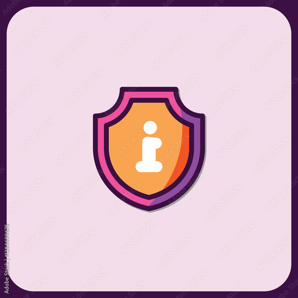 Poster protected information icon: secure data shield