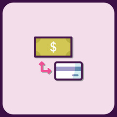 Financial Transaction Icon: Cash to Credit Card Transfer
