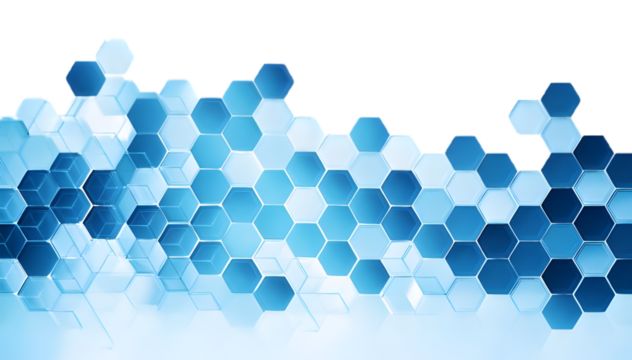 blue_illustration-_blue hexagon geometrical digital_tech texture background isolated on whitite - Powered by Adobe