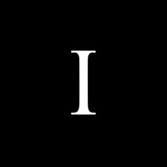 Elegant White Capital Letter I on Black Background