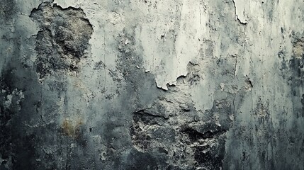 Obraz premium Weathered gray wall texture showing peeling paint and cracks