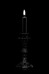 Intricate Black Candle Holder with Flame