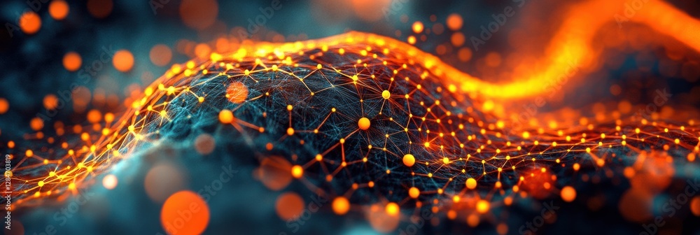 Leinwandbilder scientific visualization showcases gas molecules in motion with glowing atomic structures in a dynam