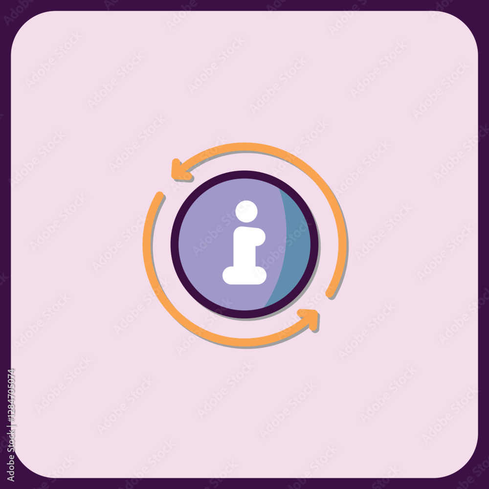 Poster circular info icon with rotating arrows: dynamic data update