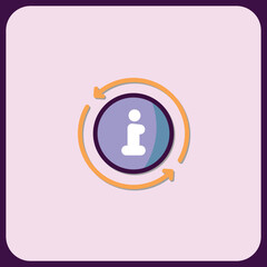 Circular Info Icon with Rotating Arrows: Dynamic Data Update