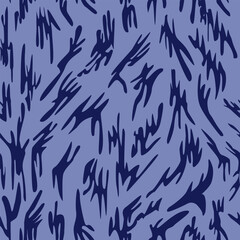Seamless vector pattern with hand-drawn brush strokes in dark blue tones. Abstract background for designing prints on fabrics, packaging, covers and other surfaces