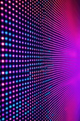 Vibrant led digital wall with neon light and pixelation effect.