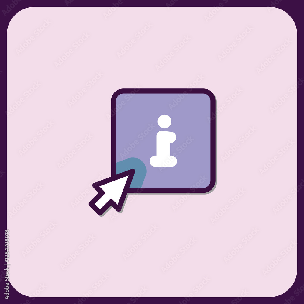 Poster stylized information icon with cursor click interaction