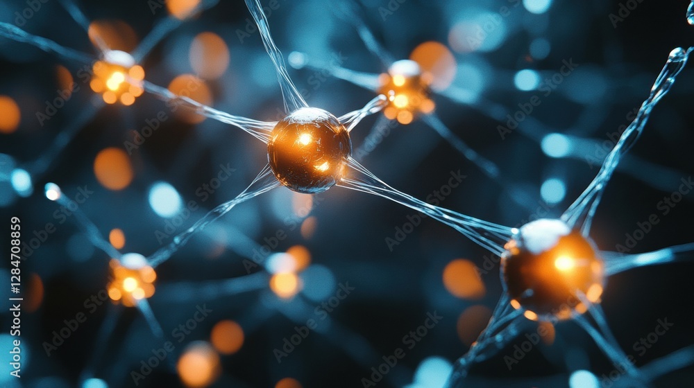 Poster visualizing gas molecules in motion and glowing atomic structures within a scientific context. gener